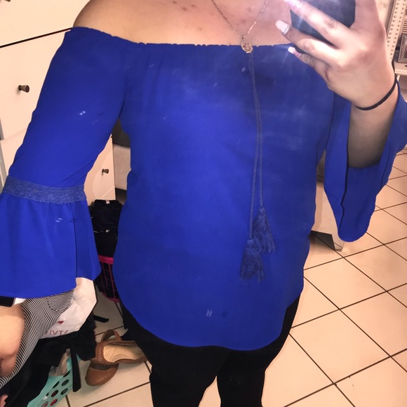 Royal blue off the shoulder top - Picture 2 of 3